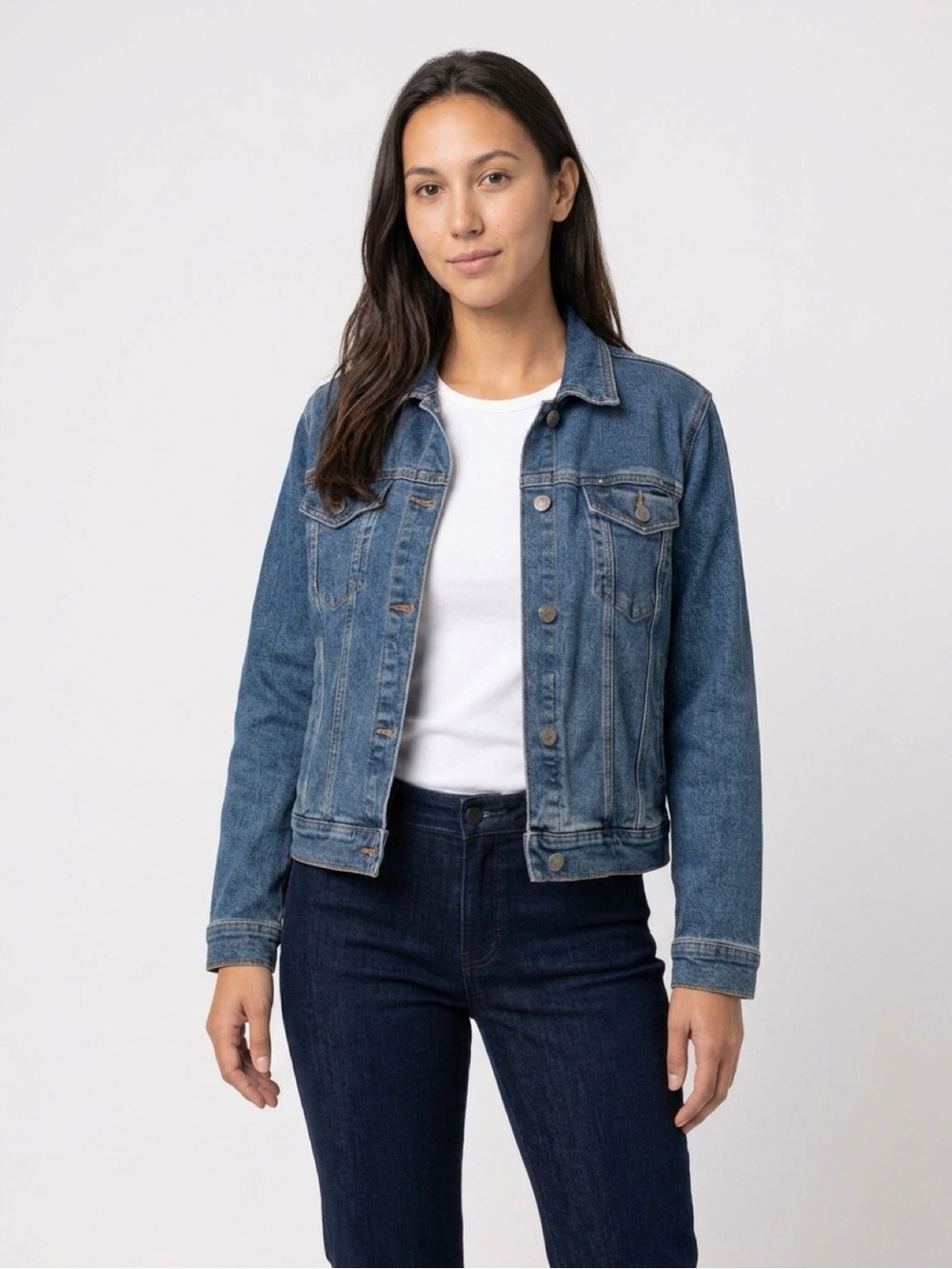 Denim&Co Women's Blue Denim Jacket - Classic Button-Front